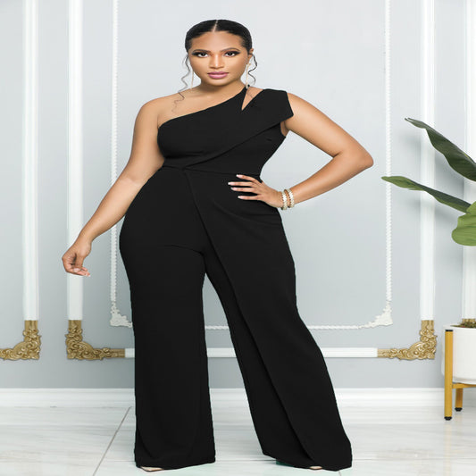 Sleeveless Suspender High-waisted Commuting Straight Jumpsuit