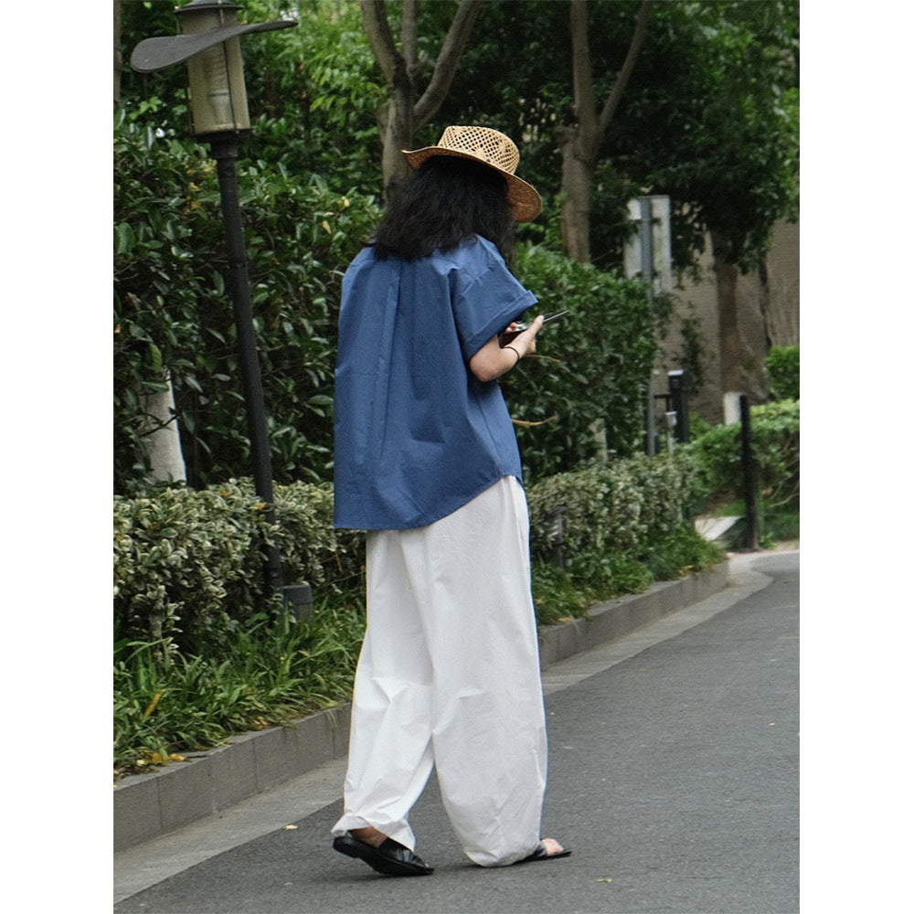 New Japanese Refreshing Casual Rolled Shirt Loose