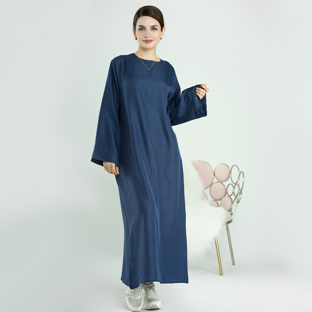 Robe décontractée de couleur unie de Dubaï pour femmes