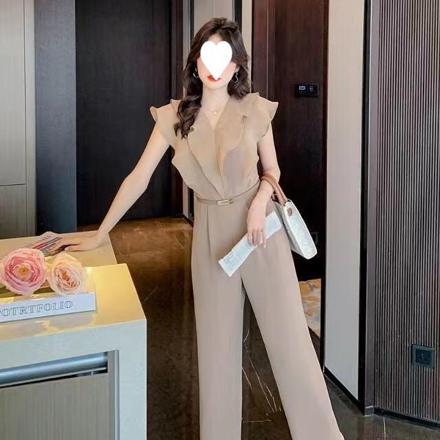 Women's Fashion Temperament Pure Color Jumpsuit