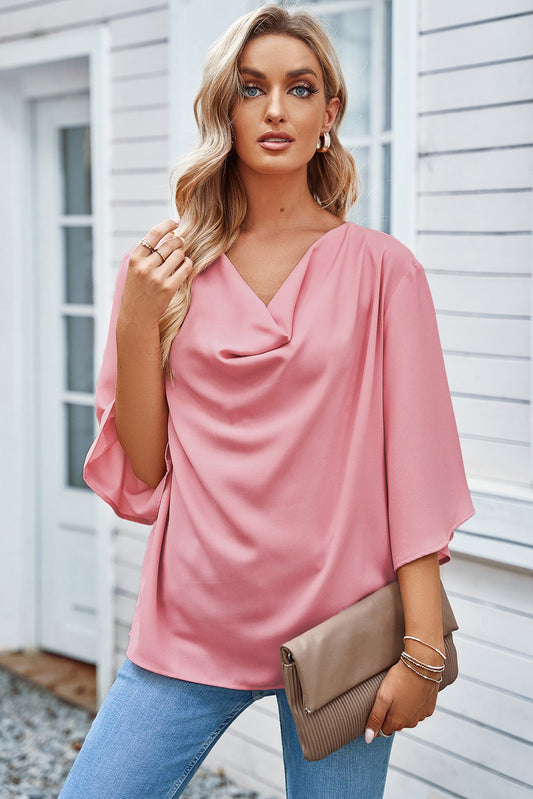 Short Sleeve Draped Blouse