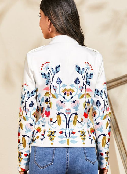 Women's Fashion Temperament Commute Cardigan Printed Coat