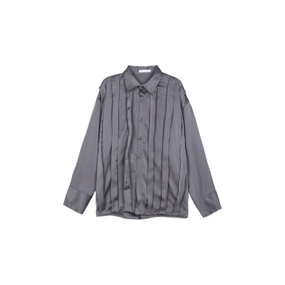 Small Pleated Texture Design Lapel Shirt