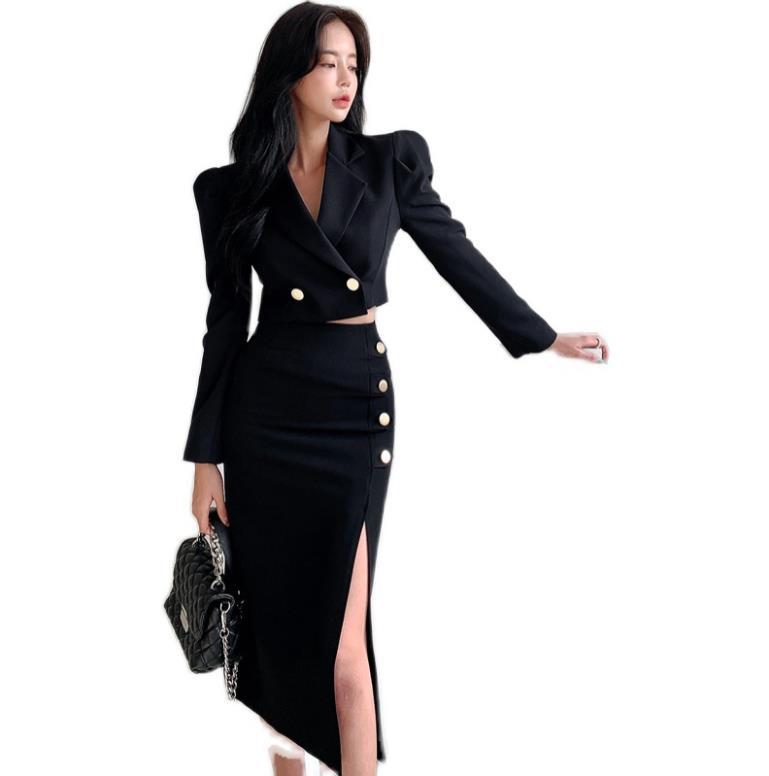 Women's Graceful And Fashionable High Waist Slimming Coat Skirt Suit