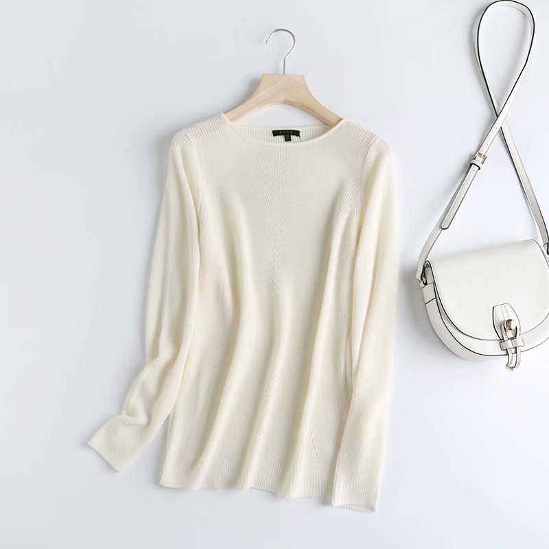 Boat neck shrink stitch design casual sweater