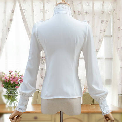 Retro slim high neck dress long sleeve shirt