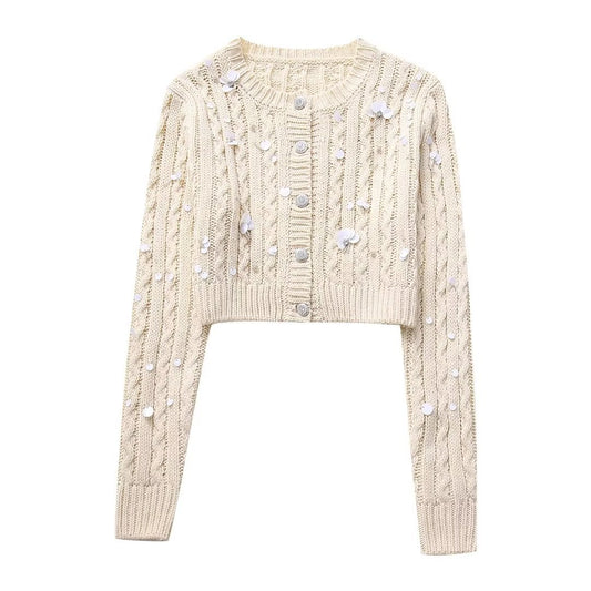 Elegant Slim-fit Sequined Sweater