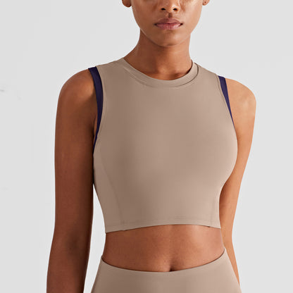 Gilet de yoga simple en nylon à blocs de couleurs pour femmes