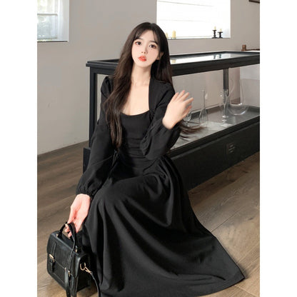 French Style Retro Long Sleeve Dress Women