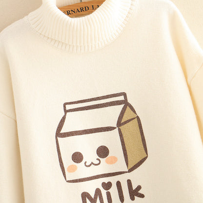 Pull en carton de lait de dessin animé