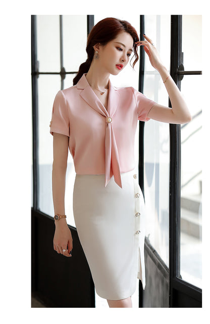 Temperament Fluttering Wide Loose Silk Shirt Goddess Fan V Neck Blouse