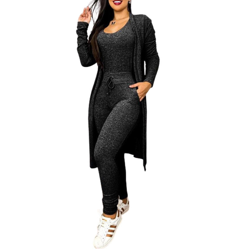 Women's Fashion Jumpsuit And Cardigan Set