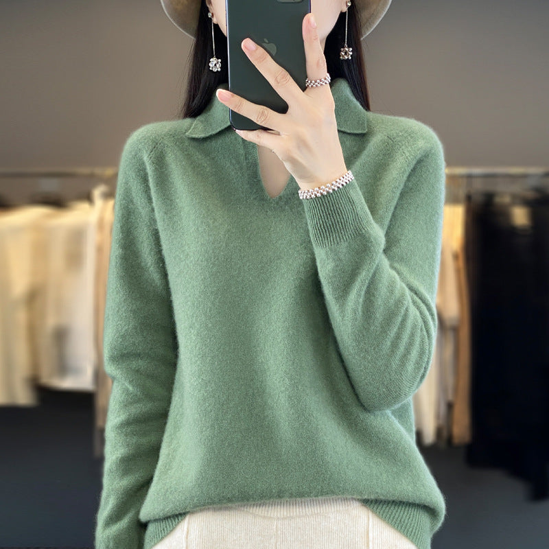 Pure Wool Idle Style Knitted Bottoming Shirt High-grade Top