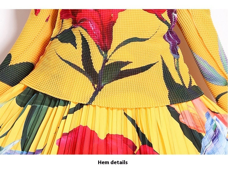 Printed Pleated Fashion Suit Women