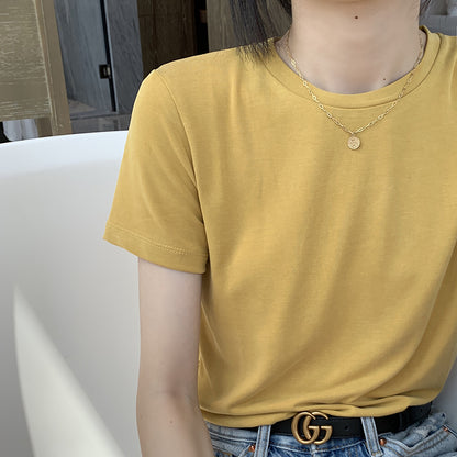 Ice silk solid color short-sleeved T-shirt women