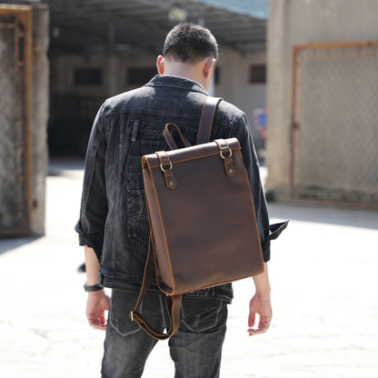 Personality Cowhide School Bag Leather Retro Men