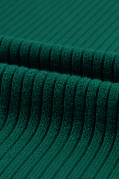 Robe pull à manches courtes en tricot côtelé avec poche plaquée vert noirâtre