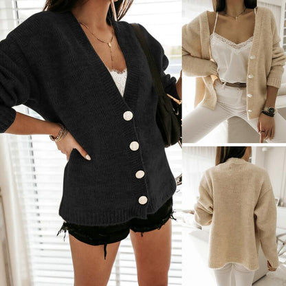 Jacket V-neck Button Cardigan Women's Casual Knitting