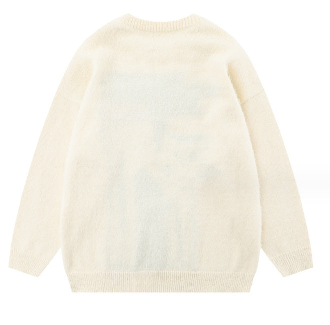 Loose Casual Embroidered Knit Sweater