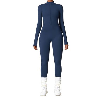 Winter Fleece-lined Yoga Jumpsuit Long Sleeve Warm