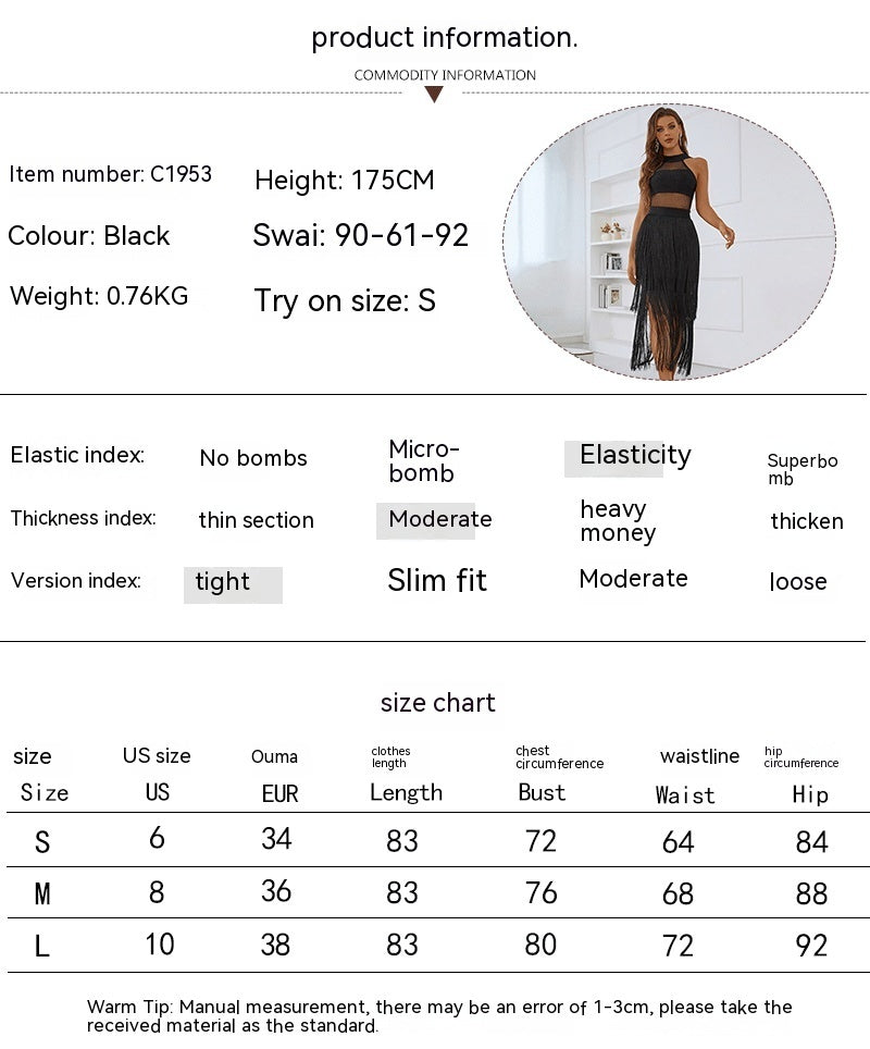 High-grade Bandage Tassel Dress French Dress Women