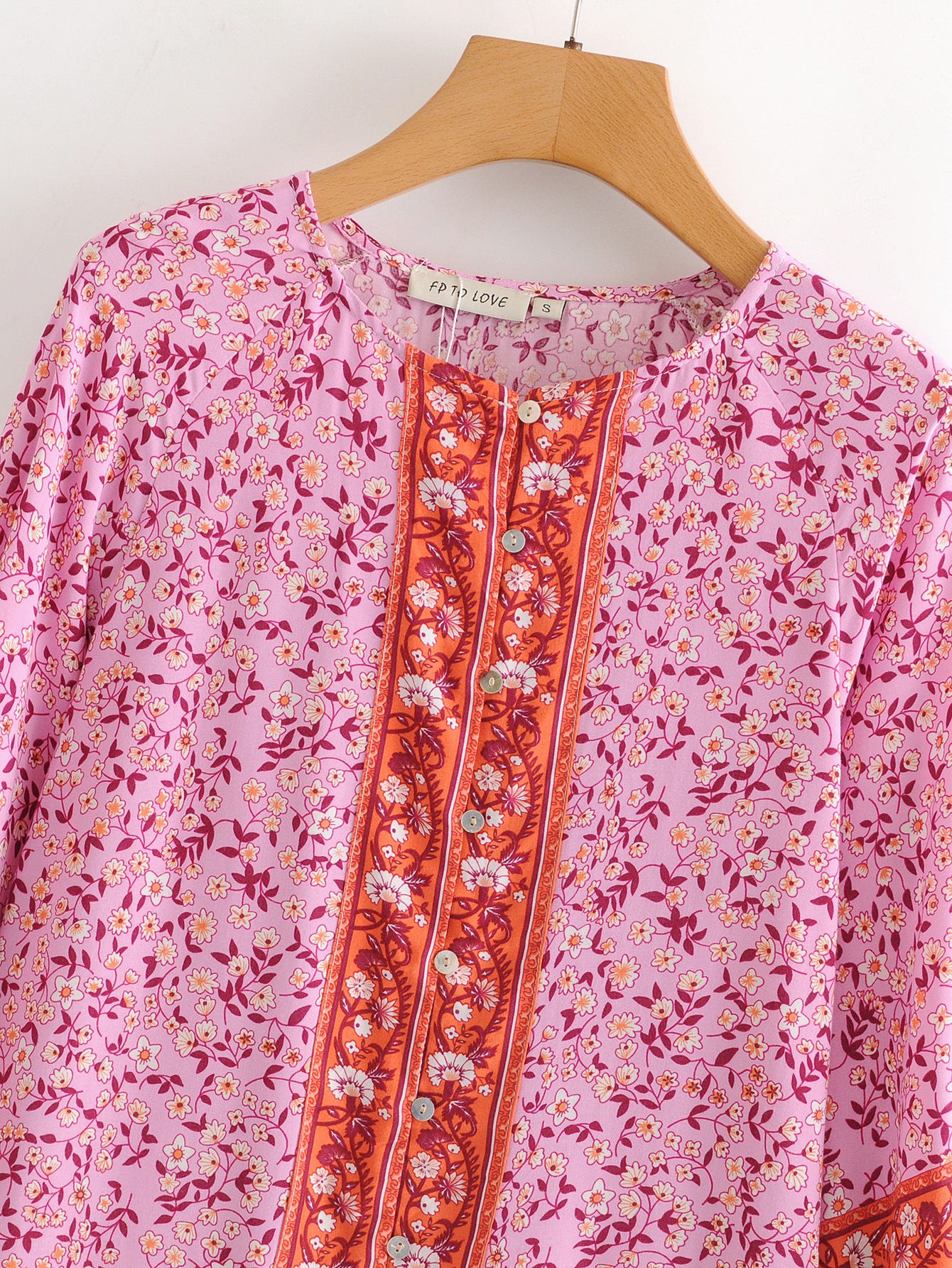 Chemise à manches longues à fleurs violettes pour femmes, printemps