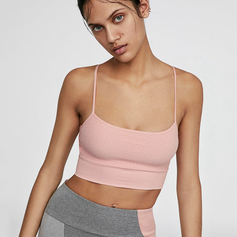 Open-back striped sports bra