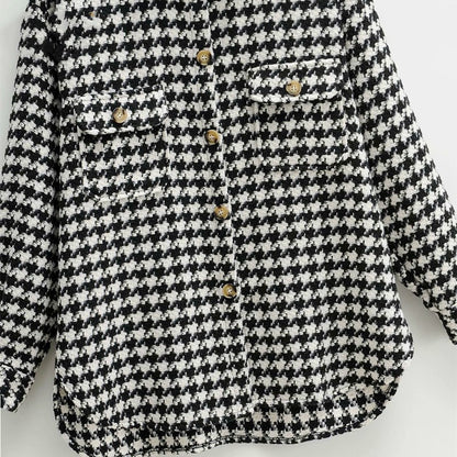 Women's Thousand Bird Check Loose Women's Coat