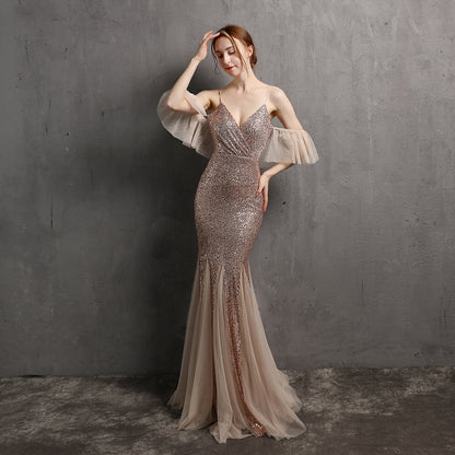 Tassel Sequin Fishtail Banquet Elegant Dress For Women