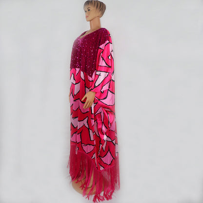 Ethnic Costume Big Swing Skirt With Scarf Silk