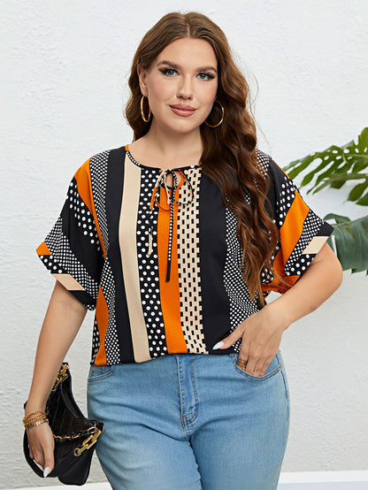 Blouse rayée à col noué