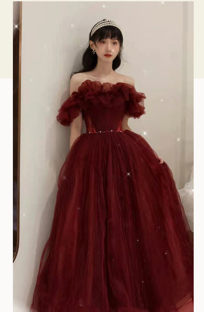 Summer Red Design Evening Dress Off-shoulder