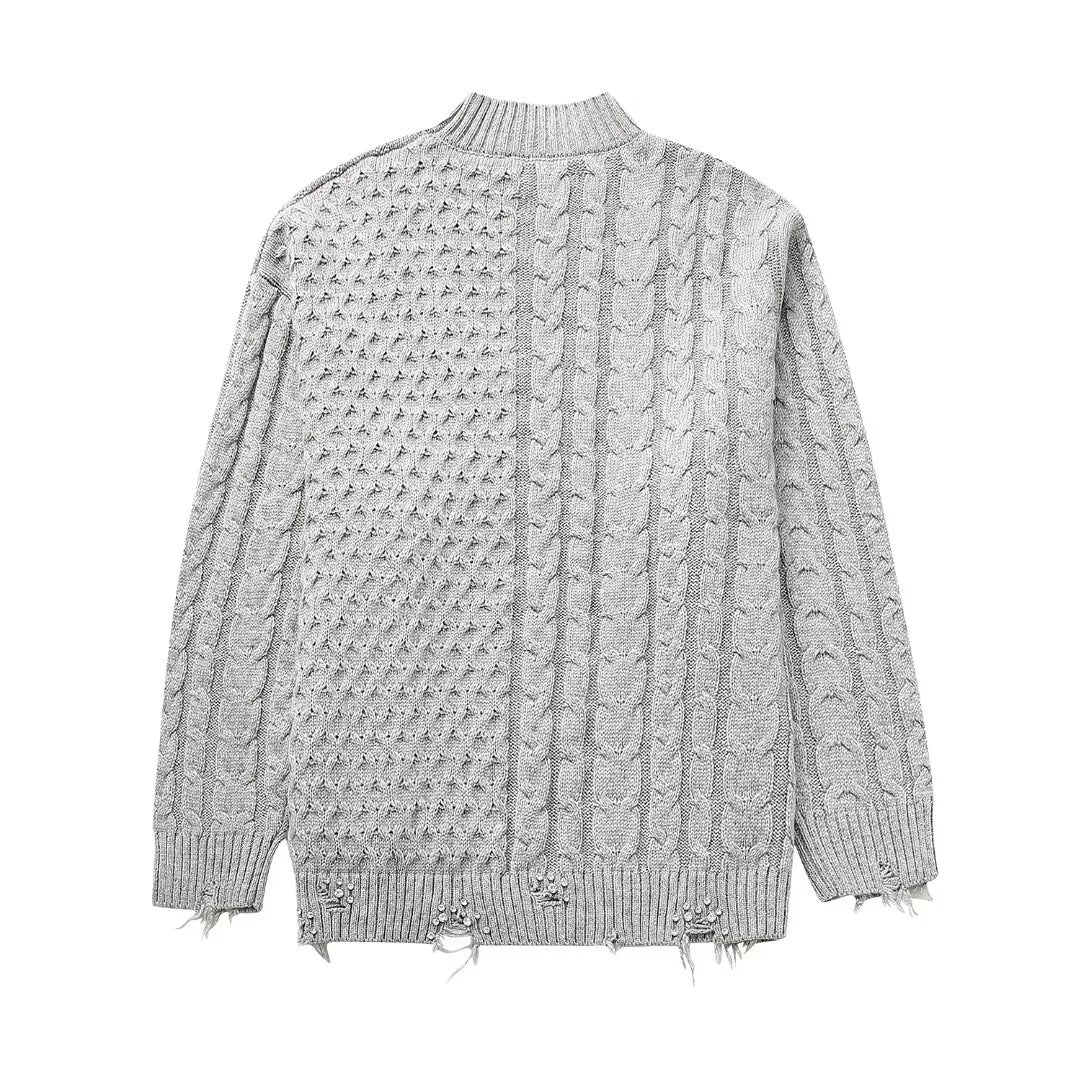 Women's Autumn Rivet Ornament Woven Sweater