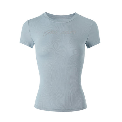 Hot Diamond Comfortable Elastic Short-sleeved Round Neck