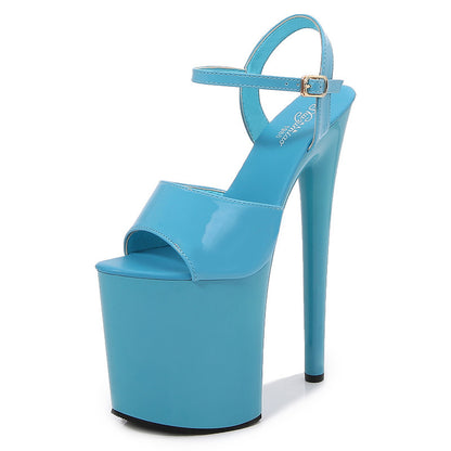 Patent Leather 20cm Extra High Heels Stiletto Peep-toe Platform Platform Super High Sandals