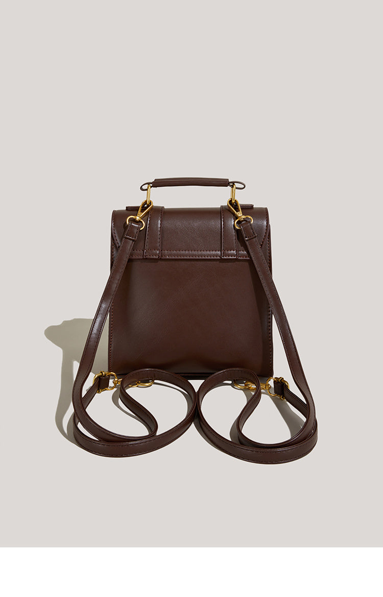 Portable Vintage Buckle Backpack Cross-body