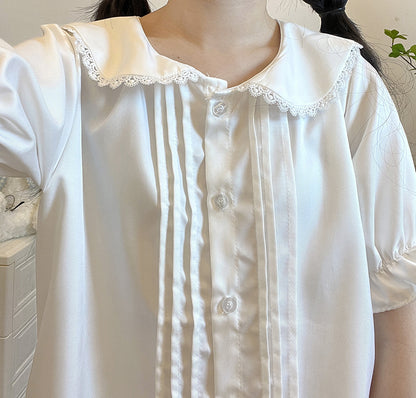 Chemise japonaise mignonne et ample avec oreilles de lapin, haut à manches courtes