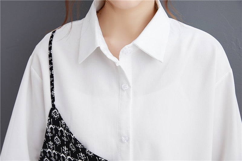 Stitching Fake Two-piece Long-sleeved Shirt Women