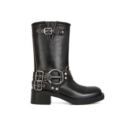 Mid-High Tube Western Denim Female Long Rider Boots