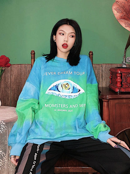 Sudadera oversize con letra de ojo 