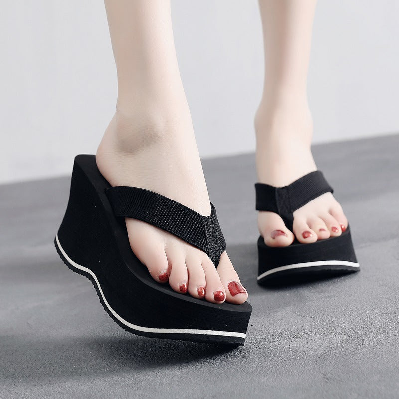 Chanclas de cuña antideslizantes de estilo coreano para mujer para verano