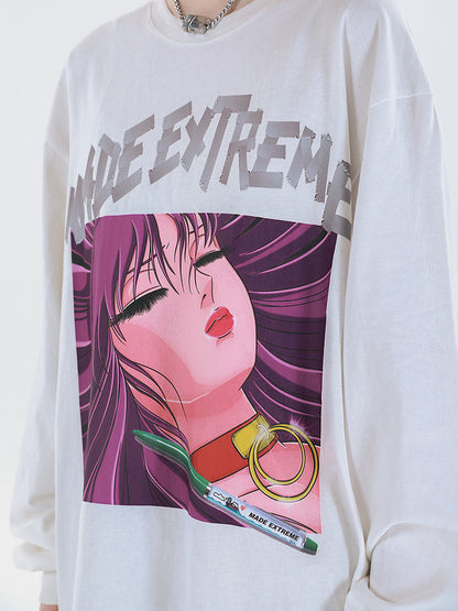 Anime girl avatar print long sleeve