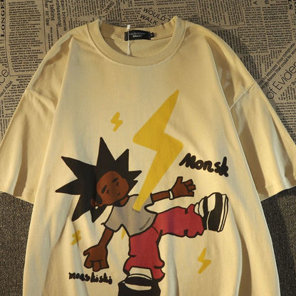 T-shirt fin de marque de mode américaine, nouveau dessin animé