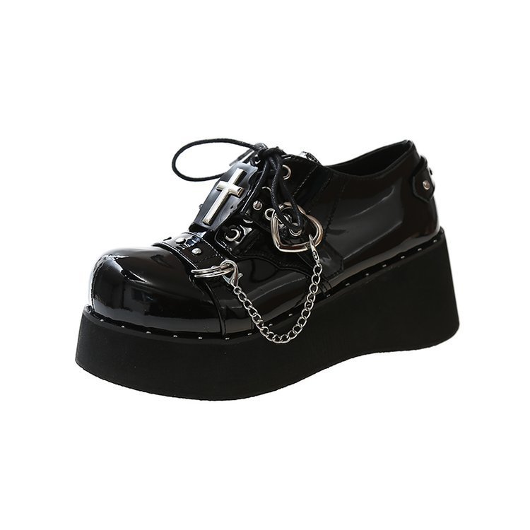 Zapatos de plataforma punk Zapatos de cuero con plataforma lolita oscura