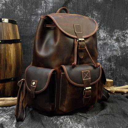 Retro Men's Cowhide Casual Backpack