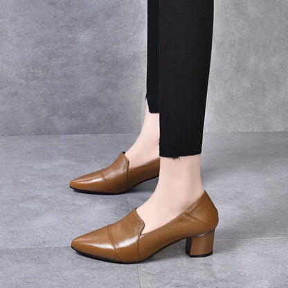 Women's Medium-heeled Shoes Genuine Leather