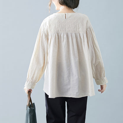 Embroidered shirt with long sleeves