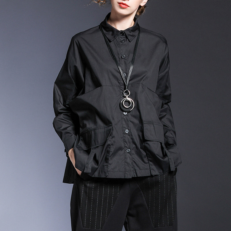 Loose large pocket stitching shirt