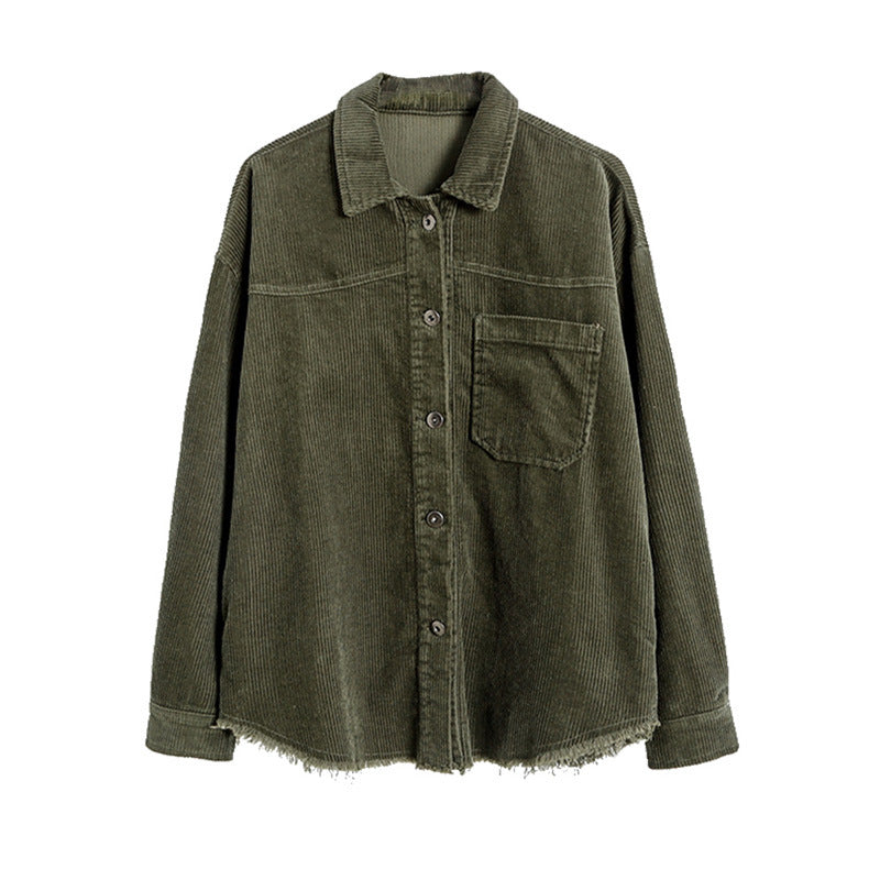 Fall new products loose and slim corduroy jacket with long sleeves