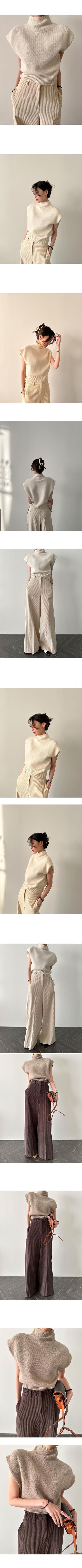 High Collar Loose All-matching Sleeveless Knitwear Sweater Top Women